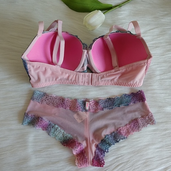 36D PINK VS PUSH-UP BRA + PANTY M.nwt - Picture 4 of 4